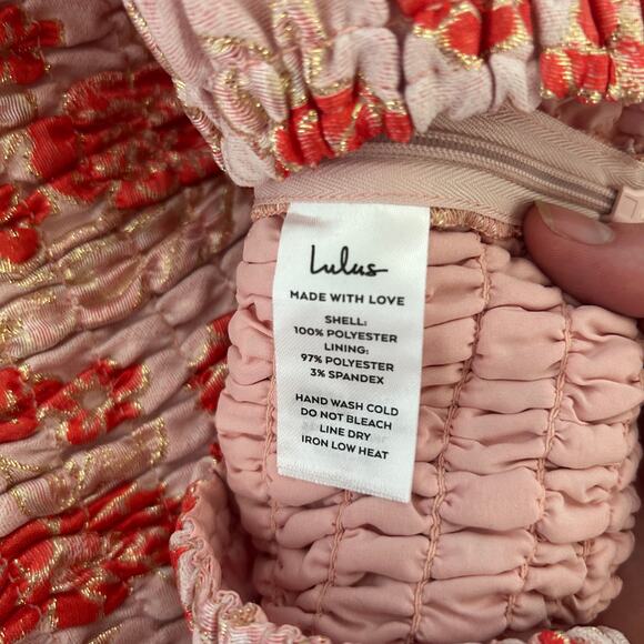 Lulu’s Pink & Gold Crop Top Size Small - Picture 3 of 5